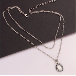 Crystal Drop Layered Silver Necklace NWT